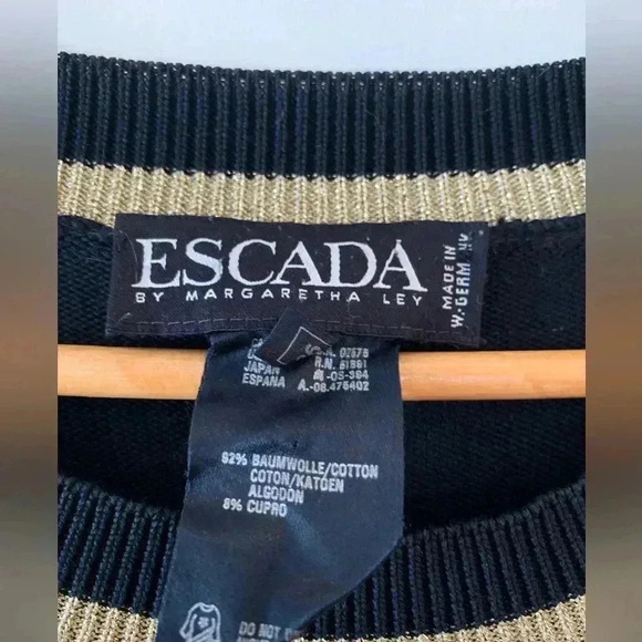 ESCADA by Margaretha Ley Vintage Nautical Black and Gold  Sweater - Picture 5 of 7